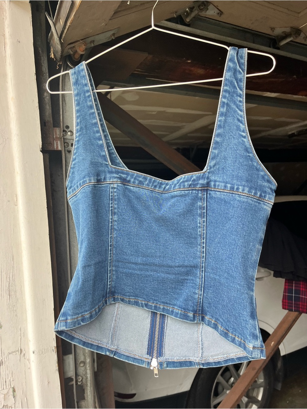 Denim Zip-Front Women’s Denim Top - Blue - Picture 5 of 6